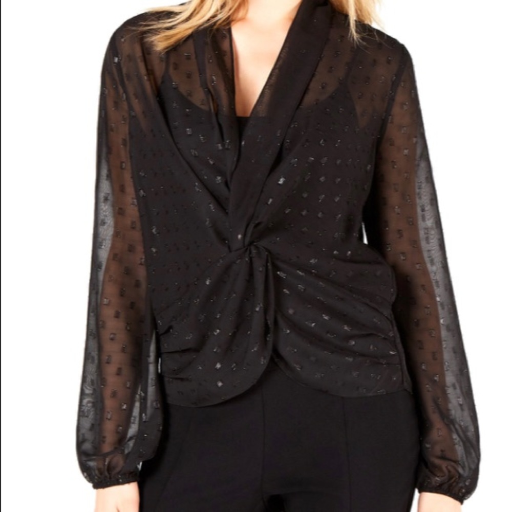 Leyden Knot-Front Blouse Black L